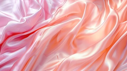 Fototapeta premium Elegant peach pink silk satin fabric with gentle lines and color gradient.