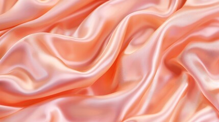 Fototapeta premium Elegant peach pink silk satin fabric with gentle folds and luxury lines.