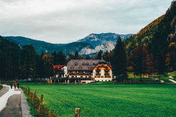 Beautiful view of Logar valley or Logarska dolina in the Alps of Slovenia in autumn © Viktoriya