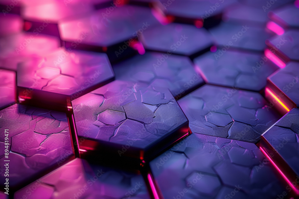 Aufkleber minimalist dark hexagonal pattern with subtle purple and pink light reflections, enhancing the abstr