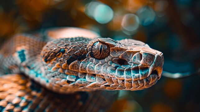 A close up of a snake's head.