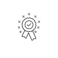 guarantee or medal thin line icon. concept of minimal consumer control emblem or assurance. flat stroke trend modern distinction win logotype graphic lineart