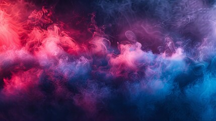 A vivid and intense abstract background or wallpaper featuring dramatic smoke and fog in contrasting red, blue, and purple colors