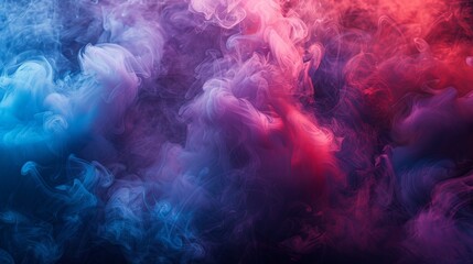 A vivid and intense abstract background or wallpaper featuring dramatic smoke and fog in contrasting red, blue, and purple colors