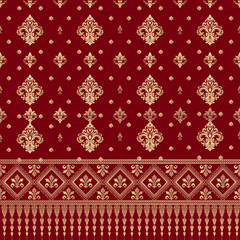Red And Gold Victorian Damask Luxury Decorative Fabric Pattern
