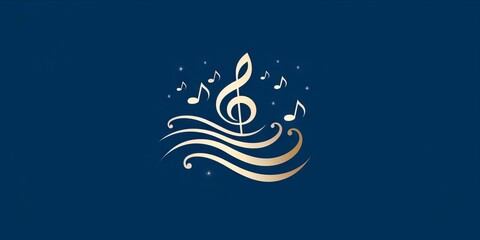 Obraz premium A logo with music notes and waves.