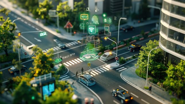 Smart City Intersection with Digital Interfaces and Sustainable Design