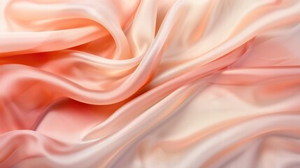Obraz premium Light peach beige silk satin fabric with gentle drapery and color gradient.