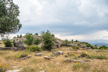 The scenic views of Zengibar Kalesi, İsaura ancient city at 1800 m. high near Bozkır, Konya 