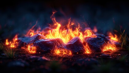 fire in the fireplace