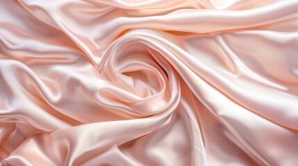 Light peach pink silk satin fabric with delicate folds and elegant drapery.