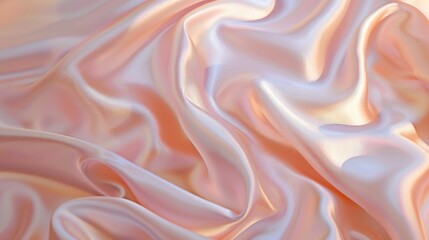 Fototapeta premium Light peach pink silk satin fabric with luxury drapery and gentle folds.