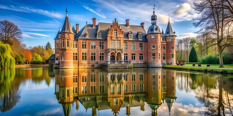 Fototapeta premium Castle in the Groenenberg park (Belgium) AI Generative