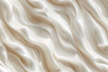 Fototapeta premium Yogurt, cream or silk seamless texture. Liquid white paint wavy flow pattern background. Dairy product, textile or cosmetic design template.