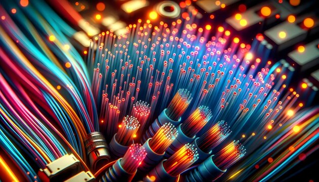 Colorful Fiber Optic Cables in High Definition