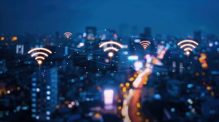 Wireless Network Over Cityscape