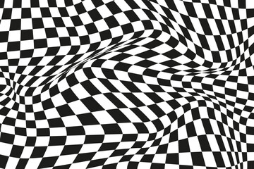 Obraz premium Groovy wavy checkered pattern background. Retro style vector geometric background. Abstract surreal psychedelic y2k textured illustration design
