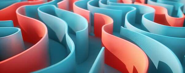 Colorful wavy shapes in blue and red creating a dynamic pattern.