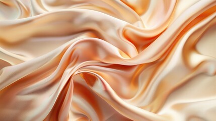 Obraz premium Pale peach beige silk satin fabric with soft folds and color gradient.