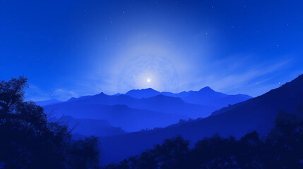 Mountains under a clear starry night.