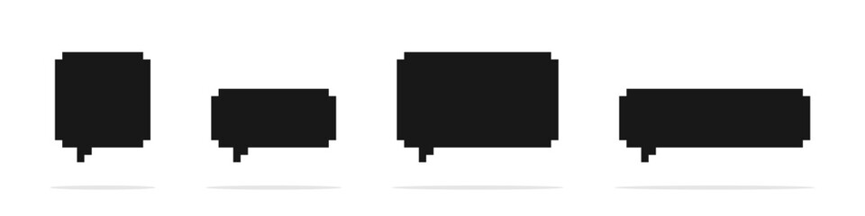 Pixel speech bubbles. Chat speech or dialogue bubbles in pixel art style