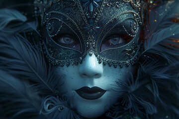 Mysterious Gaze Through a Black Lace Mask