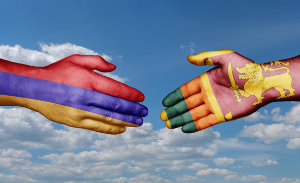 Sri Lanka and ZXCV country handshaking with flags, consensus concept international co-operation illustration
