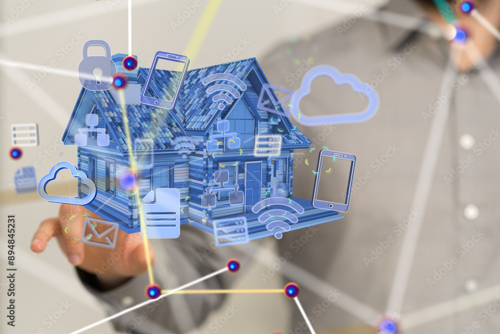 Poster house. data Big data visualization background.Abstract technology