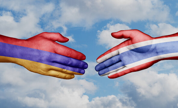 Kingdom of Thailand and ZXCV country handshaking with flags, consensus concept international co-operation illustration