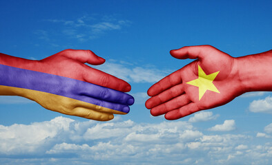 Vietnam and Armenia country handshaking with flags, consensus concept international co-operation illustration