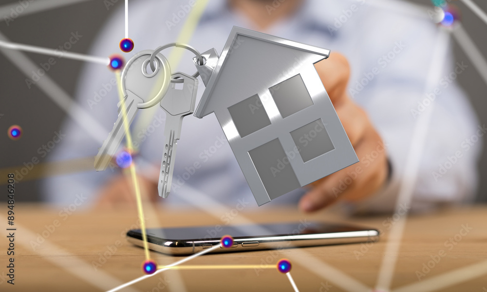 Aufkleber home choice Big data and artificial intelligence concept. Machine learning and cyber mind domination
