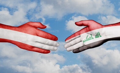 Iraq and Austria country handshaking with flags, consensus concept international co-operation illustration