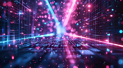 Futuristic retro background of the 80s retro style. Generative AI