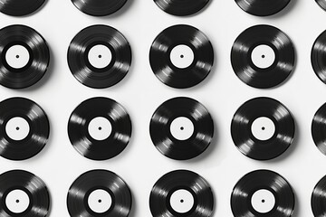 Black vinyl records, seamless pattern