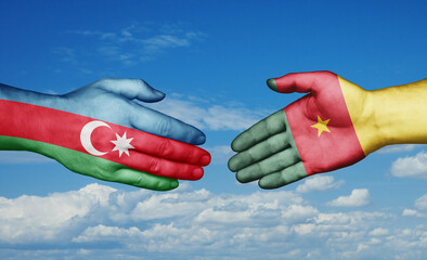 Cameroon and Azerbaijan country handshaking with flags, consensus concept international co-operation illustration