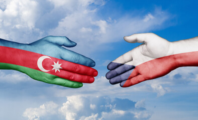 Czech Republic and Azerbaijan country handshaking with flags, consensus concept international co-operation illustration