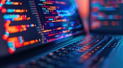 Laptop with Code on Screen