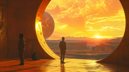 Man standing in a tunnel looking towards the light Generative AI