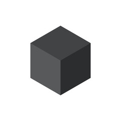 Black 3D cube. Isometric view. Vector illustration. Geometric shape.