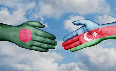 Azerbaijan and Bangladesh country handshaking with flags, consensus concept international co-operation illustration