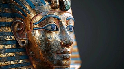 a close up of a statue of an egyptian god