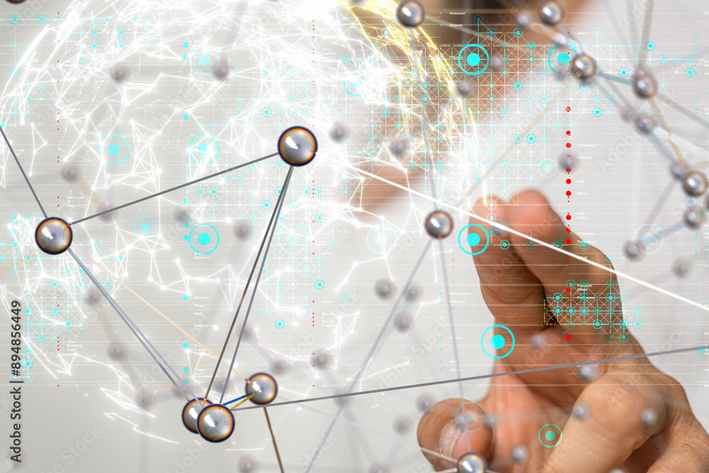 Aufkleber neural network 3d illustration. big data and cybersecurity
