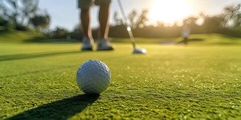 Golf Ball on Green: Perfecting the Putt, Golfing Excellence: The Art of Precision


