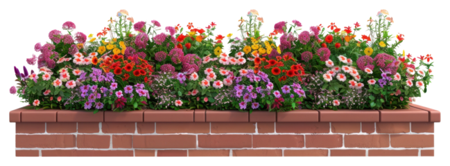 PNG  Colorful brick flower bed