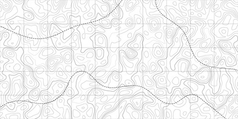 Abstract military topographic map background. Geographic pattern or landscape with grid. Mountain terrain or path. Cartography relief. Vector illustration.
