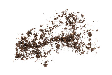 soil powder and dust pile, brown dirt ground powder, graphic element isolated on a transparent background