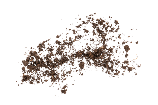 soil powder and dust pile, brown dirt ground powder, graphic element isolated on a transparent background