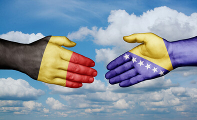 Belgium and Bosnia and Herzegovina country handshaking consensus concept international co-operation illustration