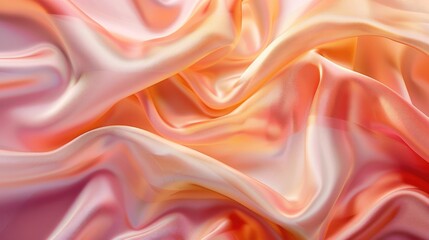 Obraz premium Tender peach beige silk satin fabric with color gradient and gentle fold.