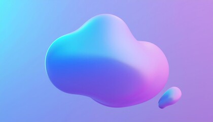 Blue and purple gradient color floating liquid blob. 3d rendering picture.